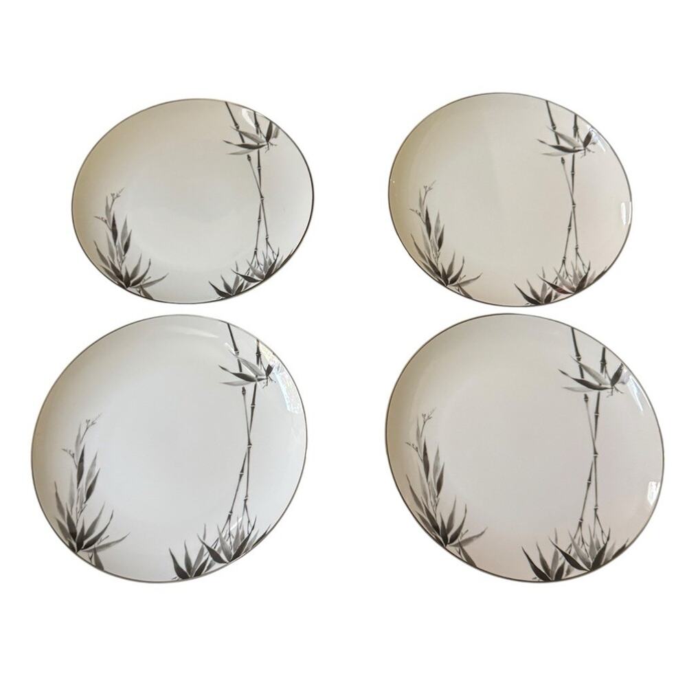 VTG Sango Black Bamboo Japan Salad Plates (4) #6518 Discontinued Brunch